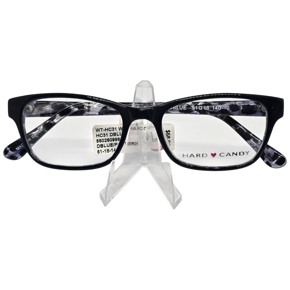 Hard Candy Women's‎ Blue Patterned Rectangle Eyeglass Frames 51-18-140 HC31